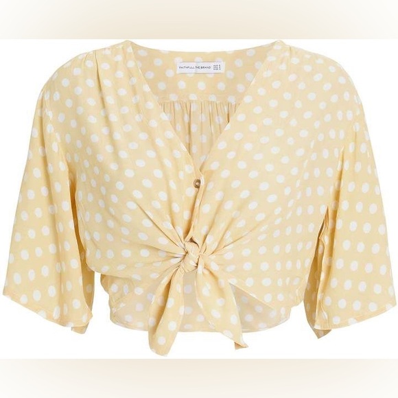 Faithful the Brand Boulevards Polka Dot Tie Front Cropped Top - Picture 6 of 6